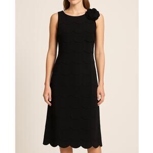 Julia Jordan Black Tiered Scalloped Midi Dress Women’s Size 4